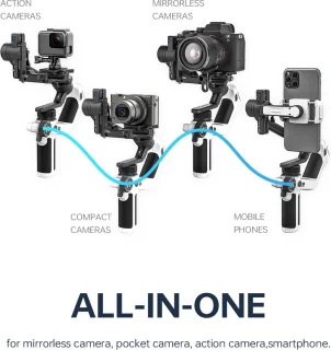 Gimbal Smartphone Handheld 3-Axis Zwart Wit Kit