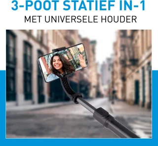 Grundig 2-in-1 Selfiestick en Mini Tripod Zwart