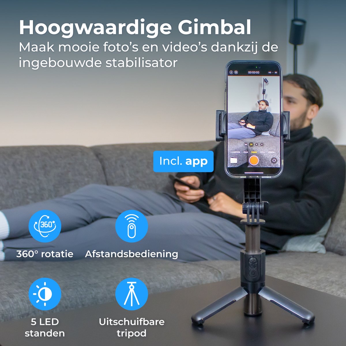 Wat vinden we goed aan de Nuvance Smartphone Gimbal Stabilisator met Statief en Afstandsbediening