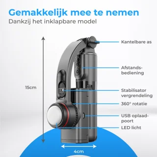 Nuvance Smartphone Gimbal Stabilisator met Statief en Afstandsbediening