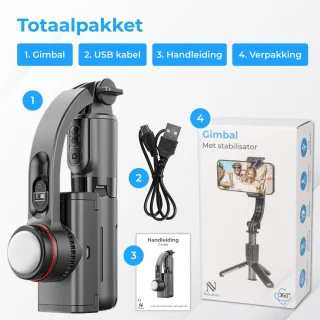Nuvance Smartphone Gimbal Stabilisator met Statief en Afstandsbediening
