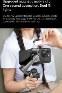 Smart 3-Assige Gimbal Selfiestick Statief Met Licht Voor Smartphone
