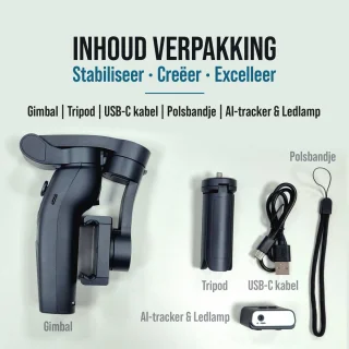 Wuff Gimbal 3-assige Telefoon Stabilisator Zwart