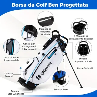 Complete Heren Golfset - Golfclubs en Standbag - Wit