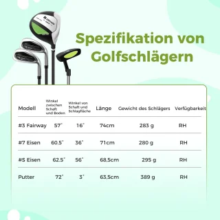 COSTWAY 6-delige kindergolfclubset rechtshandig