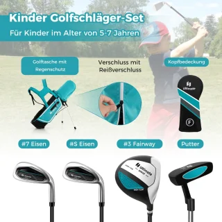 COSTWAY 6-delige kindergolfclubset rechtshandig met tas