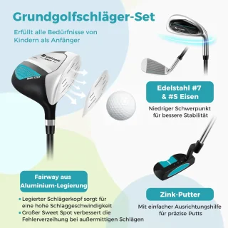 COSTWAY 6-delige kindergolfclubset rechtshandig met tas