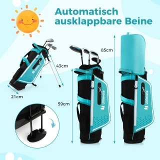 COSTWAY 6-delige kindergolfclubset rechtshandig met tas