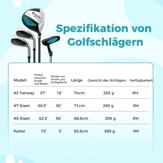 COSTWAY 6-delige kindergolfclubset rechtshandig met tas