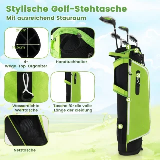 COSTWAY 6-delige rechtshandige kindergolfclubset met tas en hoes