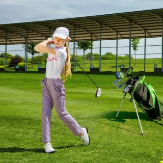 COSTWAY 6-delige rechtshandige kindergolfclubset met tas en hoes