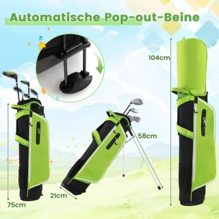 COSTWAY 6-delige rechtshandige kindergolfclubset met tas en hoes