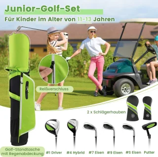COSTWAY 6-delige rechtshandige kindergolfclubset met tas en hoes