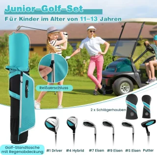 COSTWAY 6-delige rechtshandige kindergolfclubset met tas