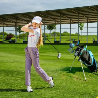 COSTWAY 6-delige rechtshandige kindergolfclubset met tas