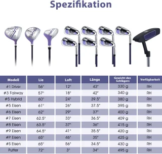 COSTWAY Complete Dames Golfclubset 11-delig Rechtshandig