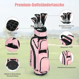 Costway Dames Golfclubset 9-delig Rechtshandig Roze