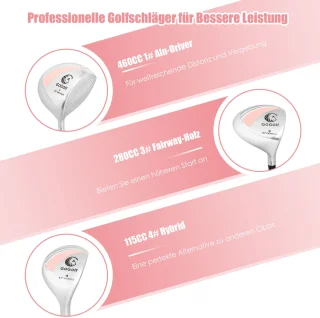 Costway Dames Golfclubset 9-delig Rechtshandig Roze
