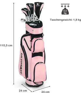 Costway Dames Golfclubset 9-delig Rechtshandig Roze
