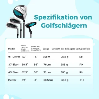 COSTWAY Kinder Golfclubset Rechtshandig met Tas