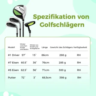 COSTWAY Kindergolfset Rechtshandig met Tas