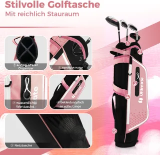 COSTWAY Kindergolfset Rechtshandig met Tas en Regenhoes