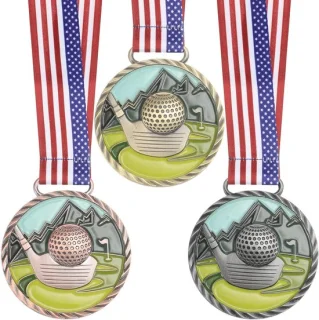 Golf medailles set goud zilver brons