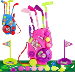 Golfset voor kinderen met putting mat, 4 putters, 6 golfballen
