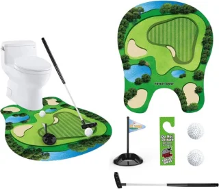 Grappige mini golf set voor in de badkamer