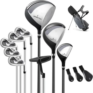 Herenset golfclubs, 9-delig, zwart