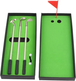 Pennenset met golfclubs, 3 balpennen, multicolor