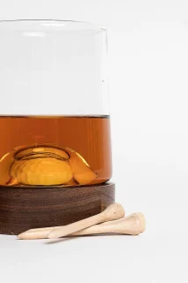 Whiskyglazen Set 2-delig met Golfbal-onderzetters