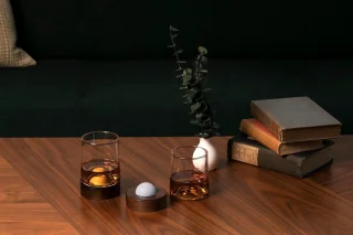 Whiskyglazen Set 2-delig met Golfbal-onderzetters