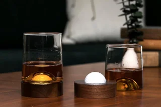 Whiskyglazen Set 2-delig met Golfbal-onderzetters