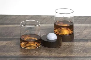 Whiskyglazen set (2) met golfbal coasters