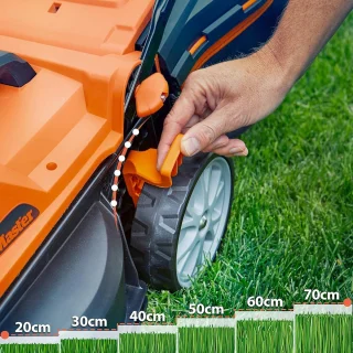 Accugrasmaaier - Elektrische Grasmaaiers - Gazontrimmer - Grastrimmer - met Mulchmaat 32L - Maaibreedte 34cm - Maaihoogte op 6 Niveaus - 2 x 4000 mAh Lithium-ion Accu - Oplader - 24V - Zwart&Oranje