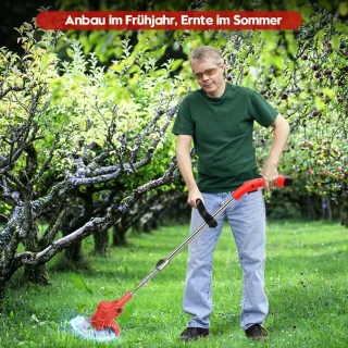 Traumheim®4-in-1 Kantenmaaier – Grastrimmer – Bosmaaier – Grasmaaier – Draadloos & Elektrisch – Incl. 2 Accu ‘s & Snellader - red