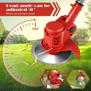 Traumheim®4-in-1 Kantenmaaier – Grastrimmer – Bosmaaier – Grasmaaier – Draadloos & Elektrisch – Incl. 2 Accu ‘s & Snellader - red