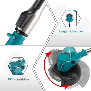 Amolass - Elektrische Grasmaaier - Grastrimmer - 2 Batterijen - 1500W - 12,5cm Diameter - Verstelbaar - Opvouwbaar - Blauw