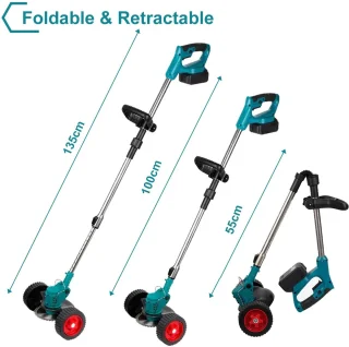 Amolass - Elektrische Grasmaaier - Grastrimmer - 2 Batterijen - 1500W - 12,5cm Diameter - Verstelbaar - Opvouwbaar - Blauw