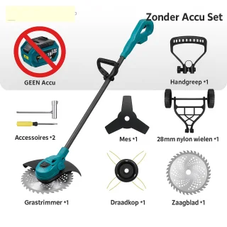 Grastrimmer - Accu Grastrimmer - Elektrische Grastrimmer - Draadloze Grastrimmer - Tuintrimmer - Bosmaaier - Grasmaaier - Onkruidtrimmer - Snoerloos - 10 Inch - 6000W - Voor 18V Accu - Verstelbare Hoek - Opvouwbaar - Zonder Accu - Compact Model