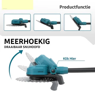 Grastrimmer - Accu Grastrimmer - Elektrische Grastrimmer - Draadloze Grastrimmer - Tuintrimmer - Bosmaaier - Grasmaaier - Onkruidtrimmer - Snoerloos - 10 Inch - 6000W - Voor 18V Accu - Verstelbare Hoek - Opvouwbaar - Zonder Accu - Compact Model