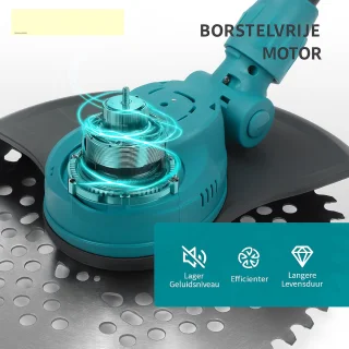 Grastrimmer - Accu Grastrimmer - Elektrische Grastrimmer - Draadloze Grastrimmer - Tuintrimmer - Bosmaaier - Grasmaaier - Onkruidtrimmer - Snoerloos - 10 Inch - 6000W - Voor 18V Accu - Verstelbare Hoek - Opvouwbaar - Zonder Accu - Compact Model