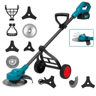 Grastrimmer - Accu Grastrimmer - Elektrische Grastrimmer - Draadloze Grastrimmer - Tuintrimmer - Bosmaaier - Grasmaaier - Onkruidtrimmer - Snoerloos - 10 Inch - 6000W - Voor 18V Accu - Verstelbare Hoek - Opvouwbaar - Zonder Accu - Compact Model