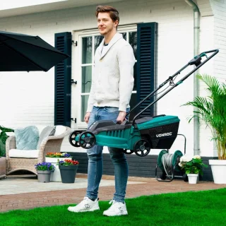 Elektrische Grasmaaier 1300W - Compact en Lichtgewicht - Ideaal voor Kleine Tuinen - Inclusief Grasopvangbak