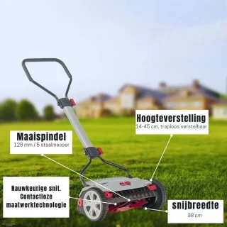 Grasmaaier Handmatig – Grastrimmer Opvouwbaar – Handmaaier 38 Cm Breed - Kooimesmaaier