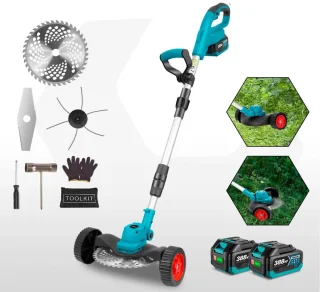 Handmaaier - Grasmaaier - Grastrimmer - Grasschaar - Grasmachine - 9-Inch - Borstelloze - Elektrische/Accu - Draagbare - Grastrimmer met Verstelbare Lengte - Inclusief 2x Accu - 21V/18V Compatibel - voor Tuingereedschap