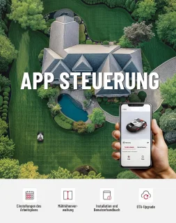 Indsutrialhome DCK Robot Grasmaaier 1000 – App Besturing, 40% Hellingshoek, Slimme Grasmaaier met Maaiplan Instellingen, 30-60 mm Maaihoogte, Regensensor, WiFi & Bluetooth, 54 dB, IPX5