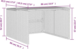 vidaXL - Garage - voor - robotmaaier - 86x90x52/57 - cm - poly - rattan - grijs
