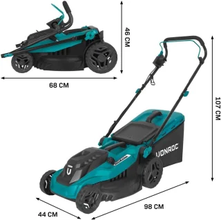 Grasmaaier 1600W - 38 cm maaibreedte - Vijf instelbare maaihoogtes: 25/40/50/60/70 mm